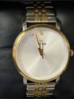 Fossil Lux Luther Watch New In Box Stainless Steel Silver-Tone Sunday Dial